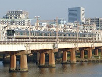 上淀川鉄橋にて