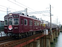 神崎川鉄橋を渡る