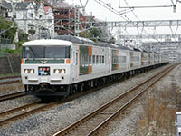2008年撮影、川崎～横浜間にて。特急踊り子号12両編成です。