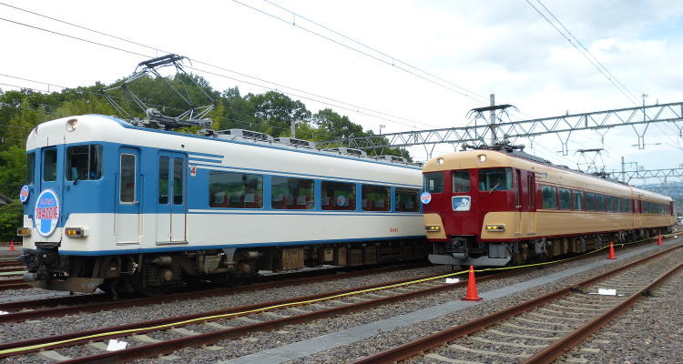 18400系あおぞらIIと、復刻塗装車両15200系あおぞらIIの並び