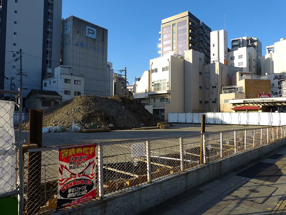 工事の始まった、旧阪堺恵美須町駅構内